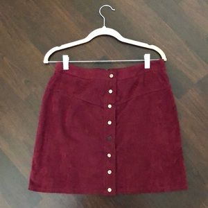 Suede burgundy skirt